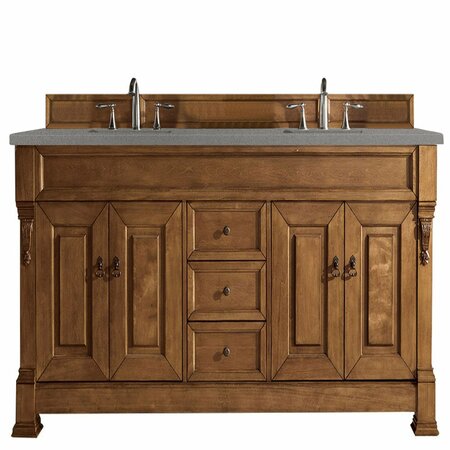 JAMES MARTIN VANITIES Brookfield 72in Double Vanity, Country Oak w/ 3 CM Grey Expo Quartz Top 147-114-5771-3GEX